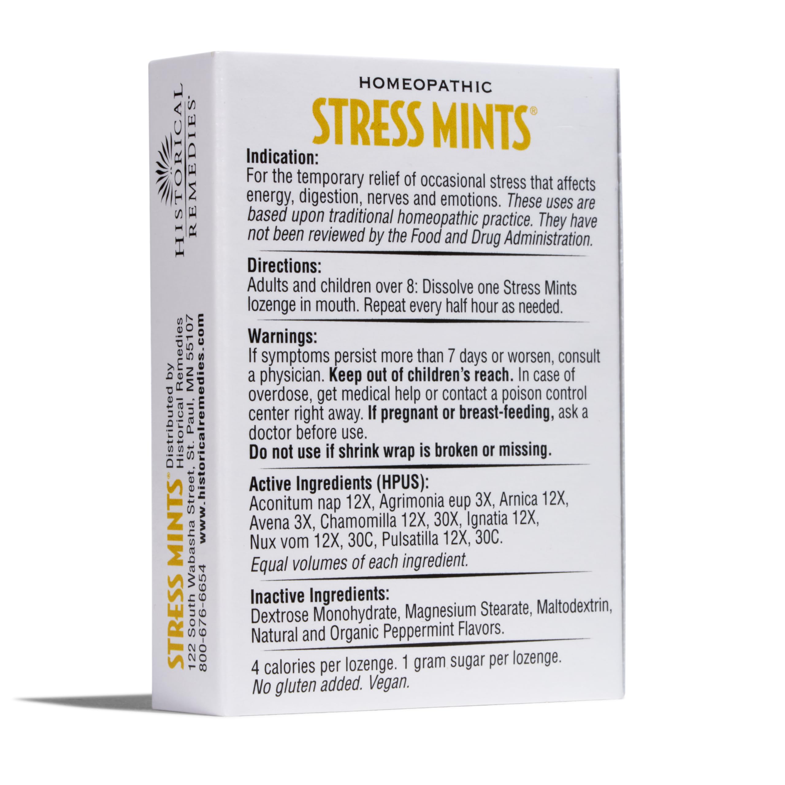 Organic Stress Relief Mints (1 Pack) | Homeopathic Lozenges for Stress & Digestion Support, Vegan Peppermint Flavor, Gluten-Free & Non-Habit Forming | Perfect for Work, Travel & Anxiety Relief