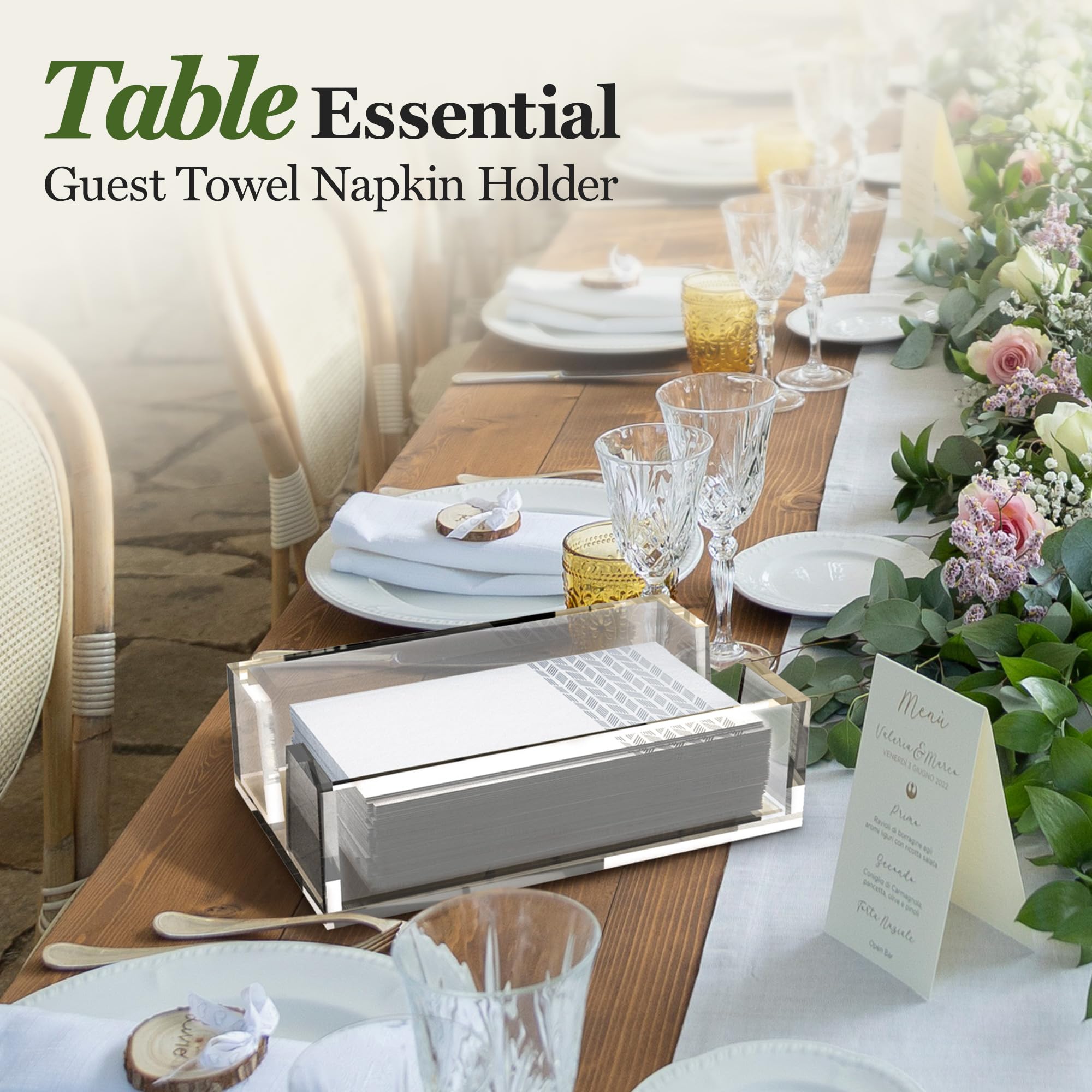 Premium Acrylic Napkin Holder & Guest Towel Dispenser for Bathroom & Kitchen - 8.7