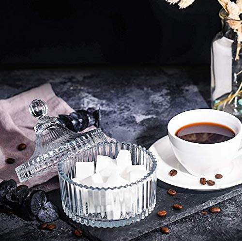 Royal Crystal Glass Candy Jar with Lid - 4 x 5 Inch, 10oz/300ml - Decorative Storage Container for Candy, Cookies, Chocolate, Nuts, Jewelry & Small Items - Perfect for Kitchen, Party, Wedding & Home Decor