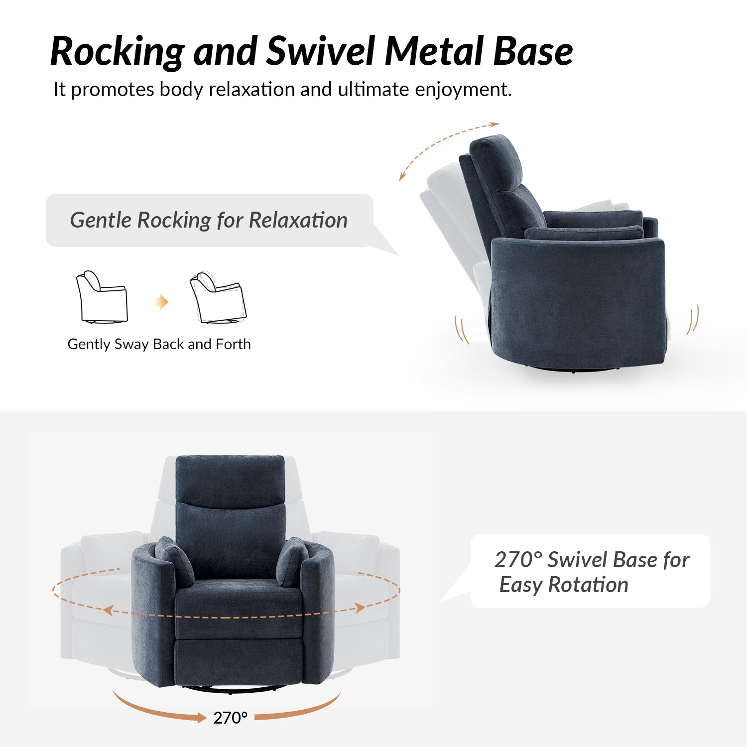 Monica Swivel Rocker Power Recliner Chair with Adjustable Headrest & Lumbar Support - Optional Removable Pillows - Perfect for Living Room, Home Theater & Relaxation