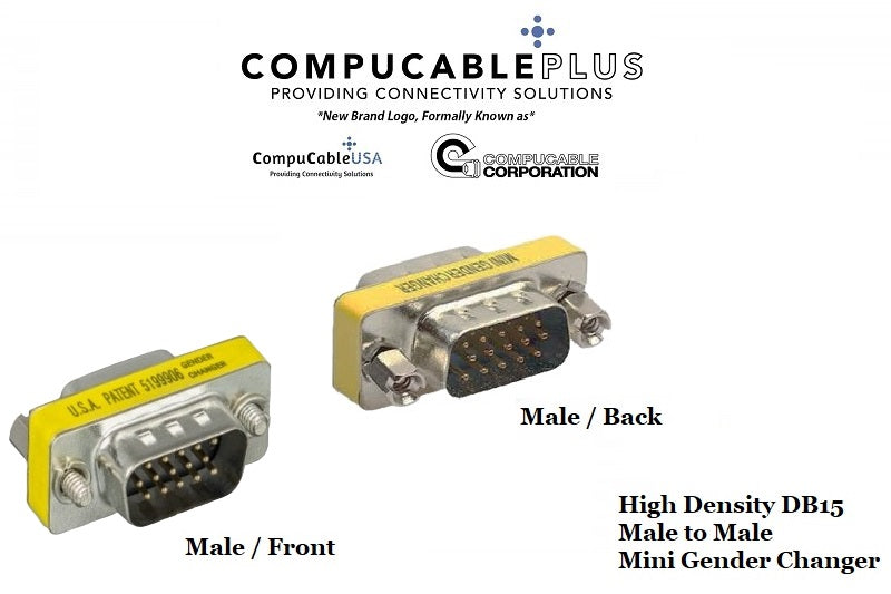 D-Sub Serial Mini Gender Changer Coupler Adapter - 6 Pack DB15 Male to Male High-Density Connector - Perfect for Computer, Server & Industrial Equipment Connections