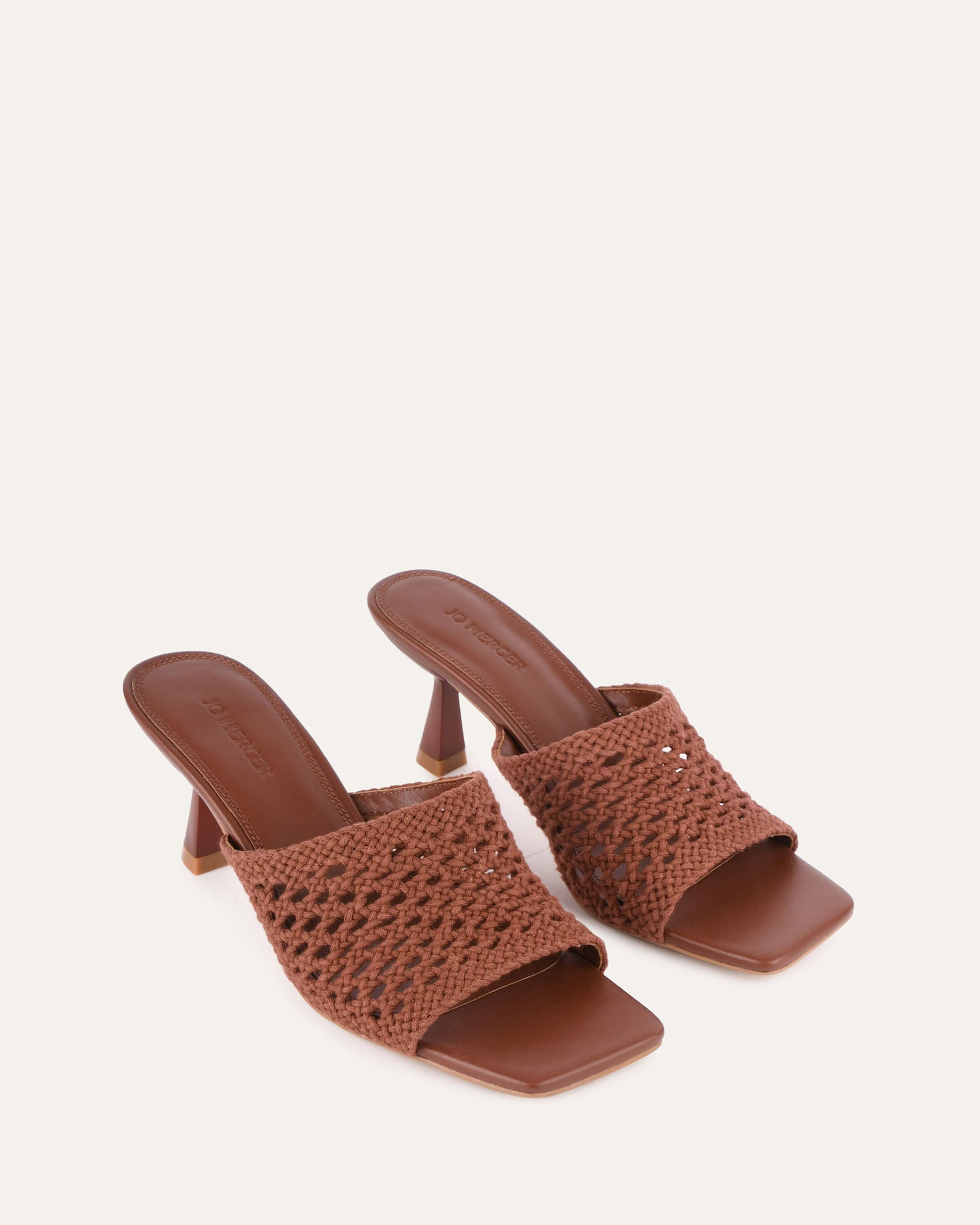 JORDYN Women's Mid Heel Sandals - Cognac Textile Strappy Summer Shoes for Weddings, Parties & Beach Vacations