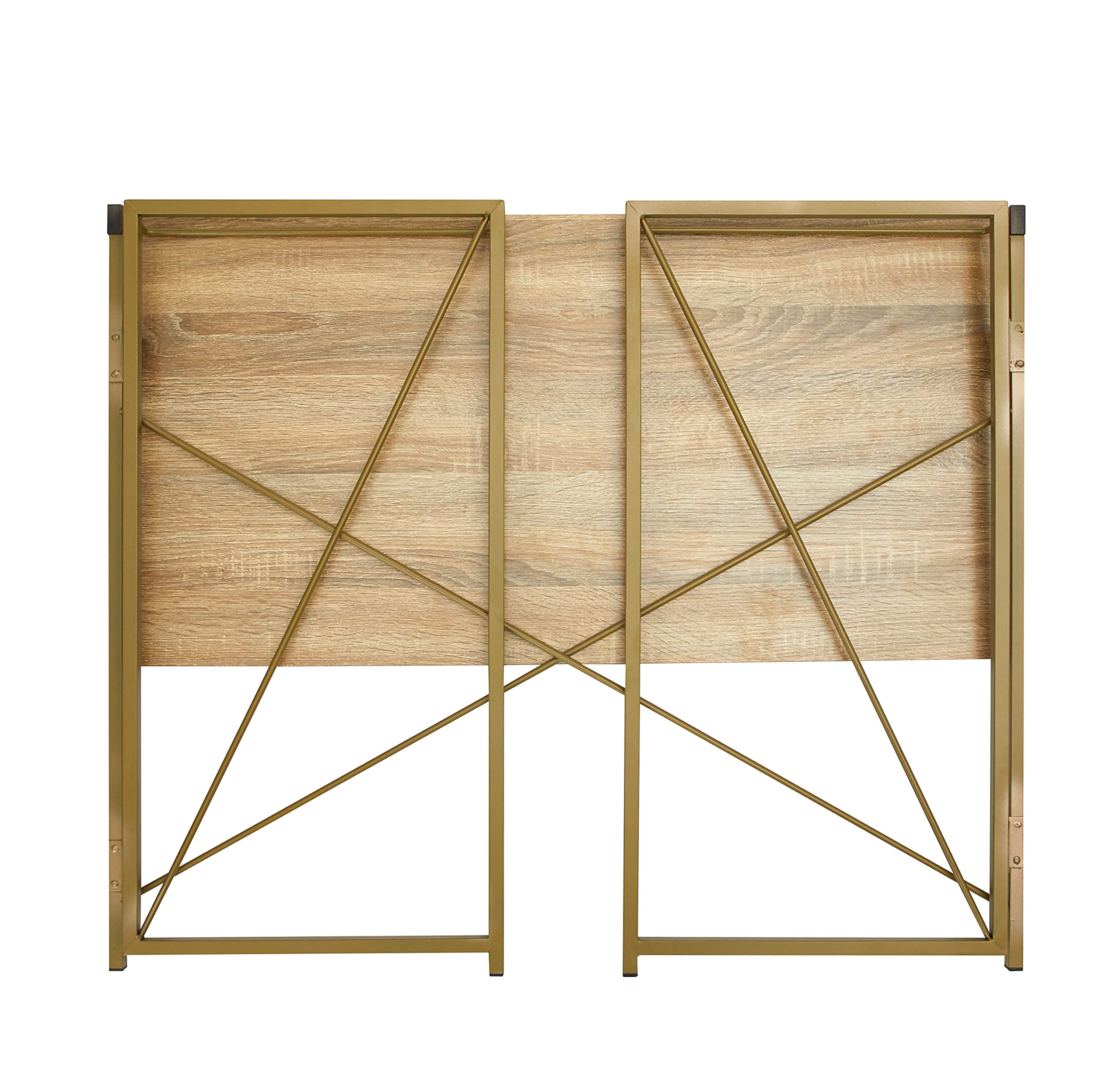 Foldable Computer Desk for Small Spaces - Urban Lifestyle Home Office Desk in Wood & Gold Finish | Perfect for Apartments, Dorms & Workspaces