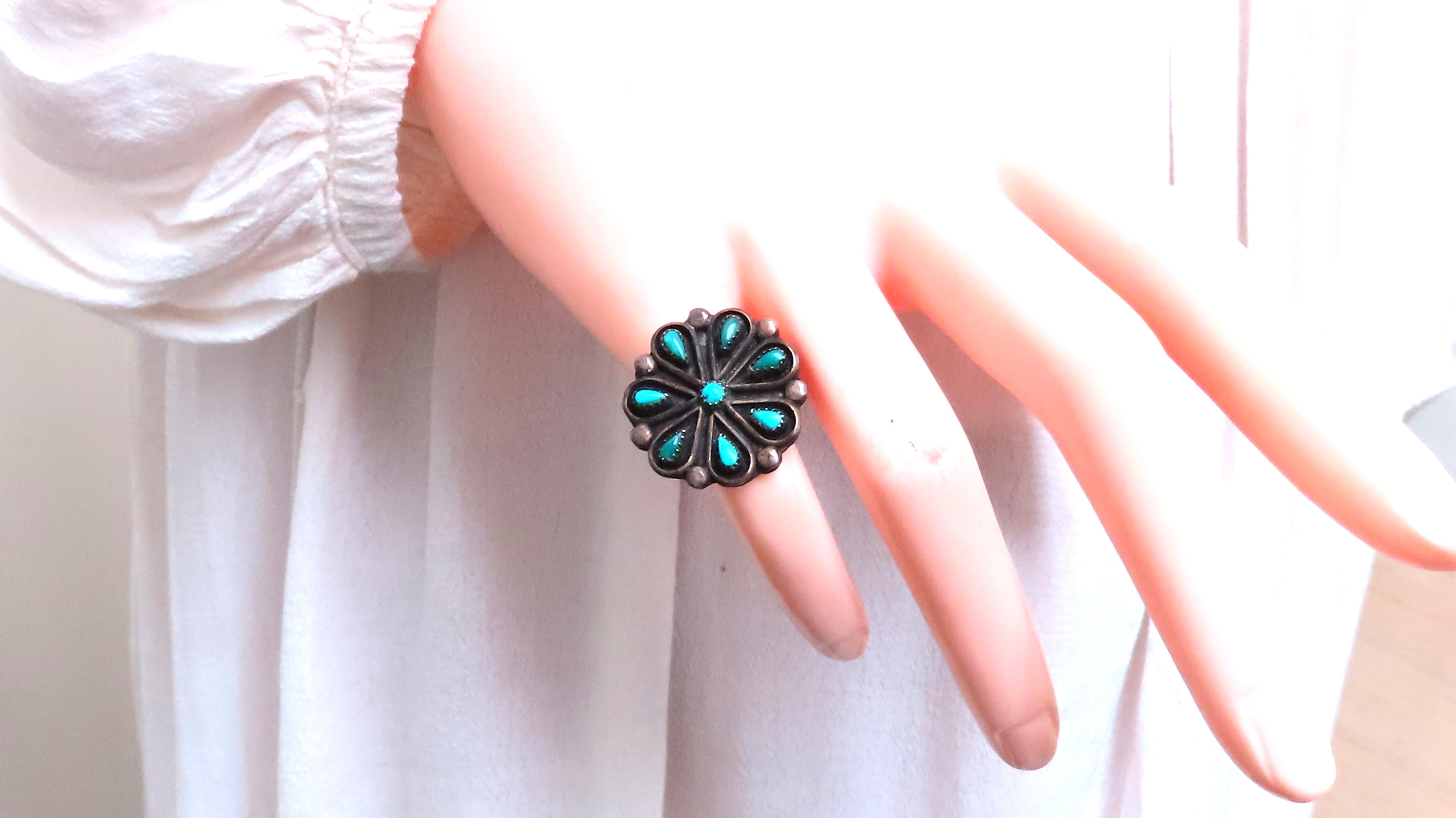 Vintage Turquoise Silver Tribal Ring for Women – Handmade Boho Jewelry, Perfect for Festivals, Weddings & Everyday Wear