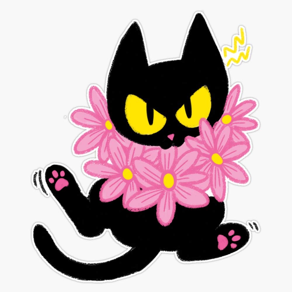Leyland Designs Pink Flower Cat Vinyl Sticker - 5