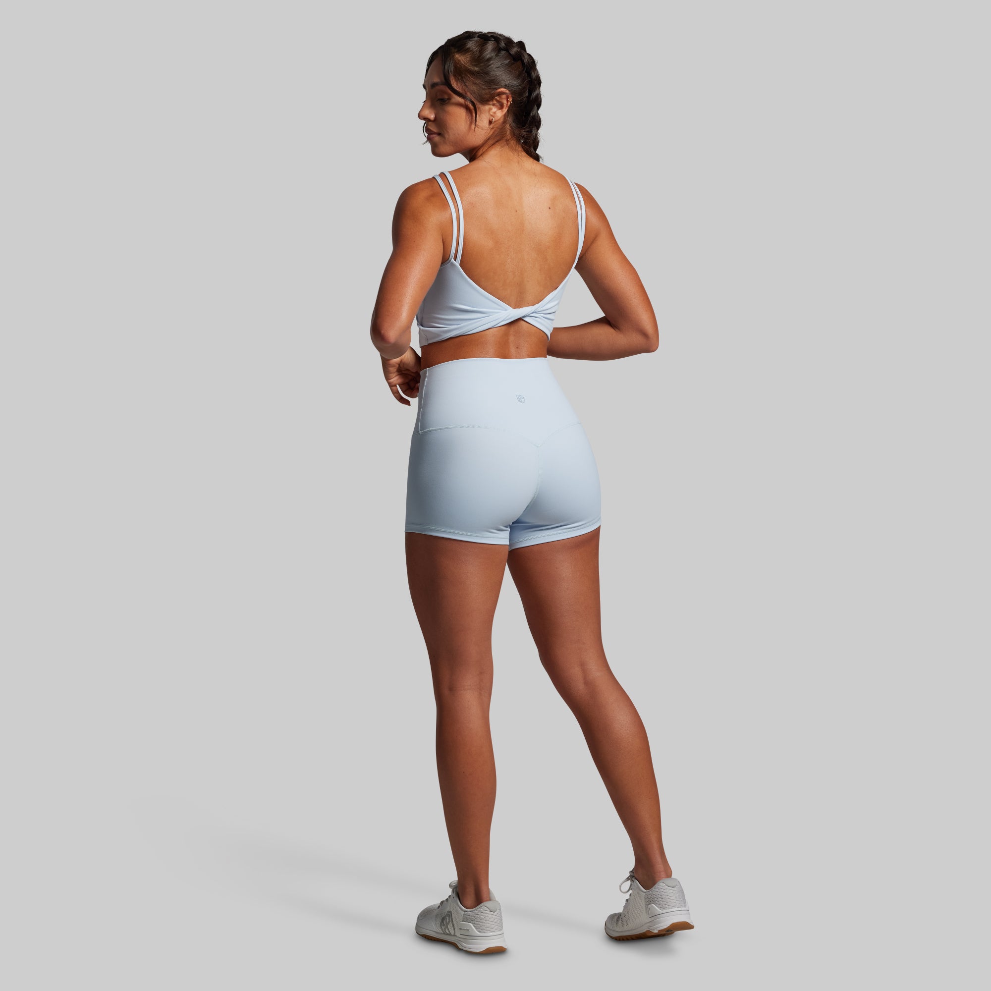 Don't Get It Twisted High Support Sports Bra - Breathable Chambray Blue Workout Top for Yoga, Running & Gym