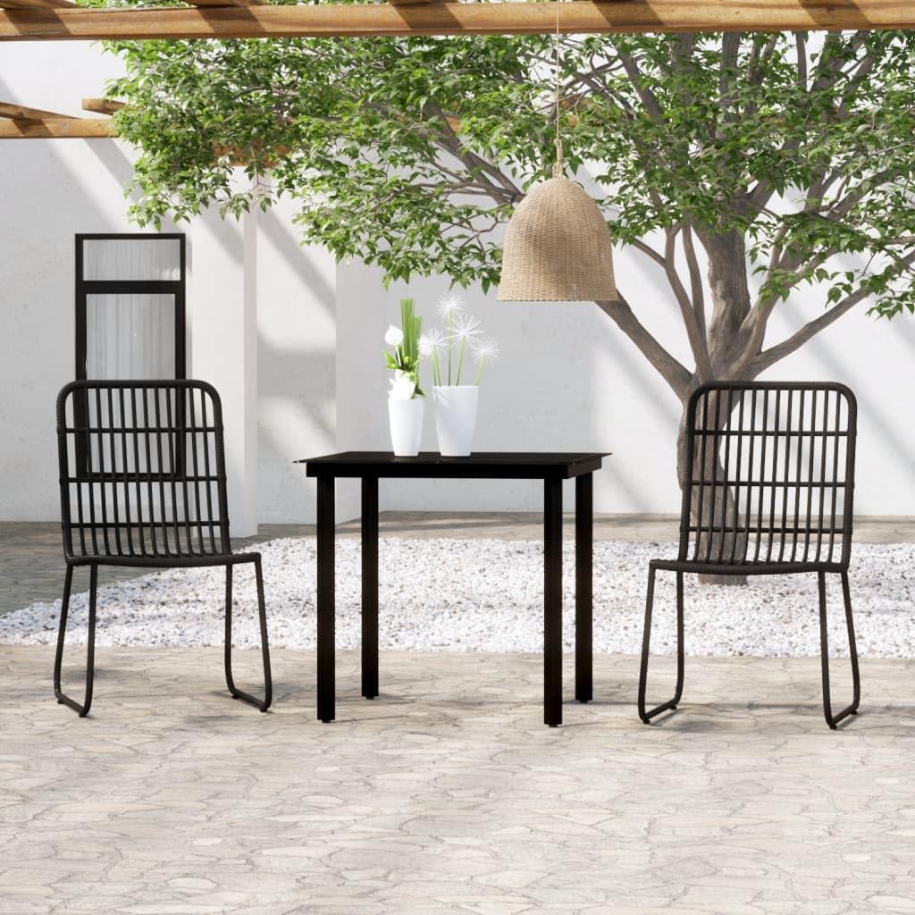 vidaXL 3-Piece Patio Dining Set - Outdoor Garden Table and Chairs for Lawn, Yard, Terrace & Balcony - Black Seating Furniture | Perfect for Backyard BBQs, Poolside Dining & Outdoor Entertaining