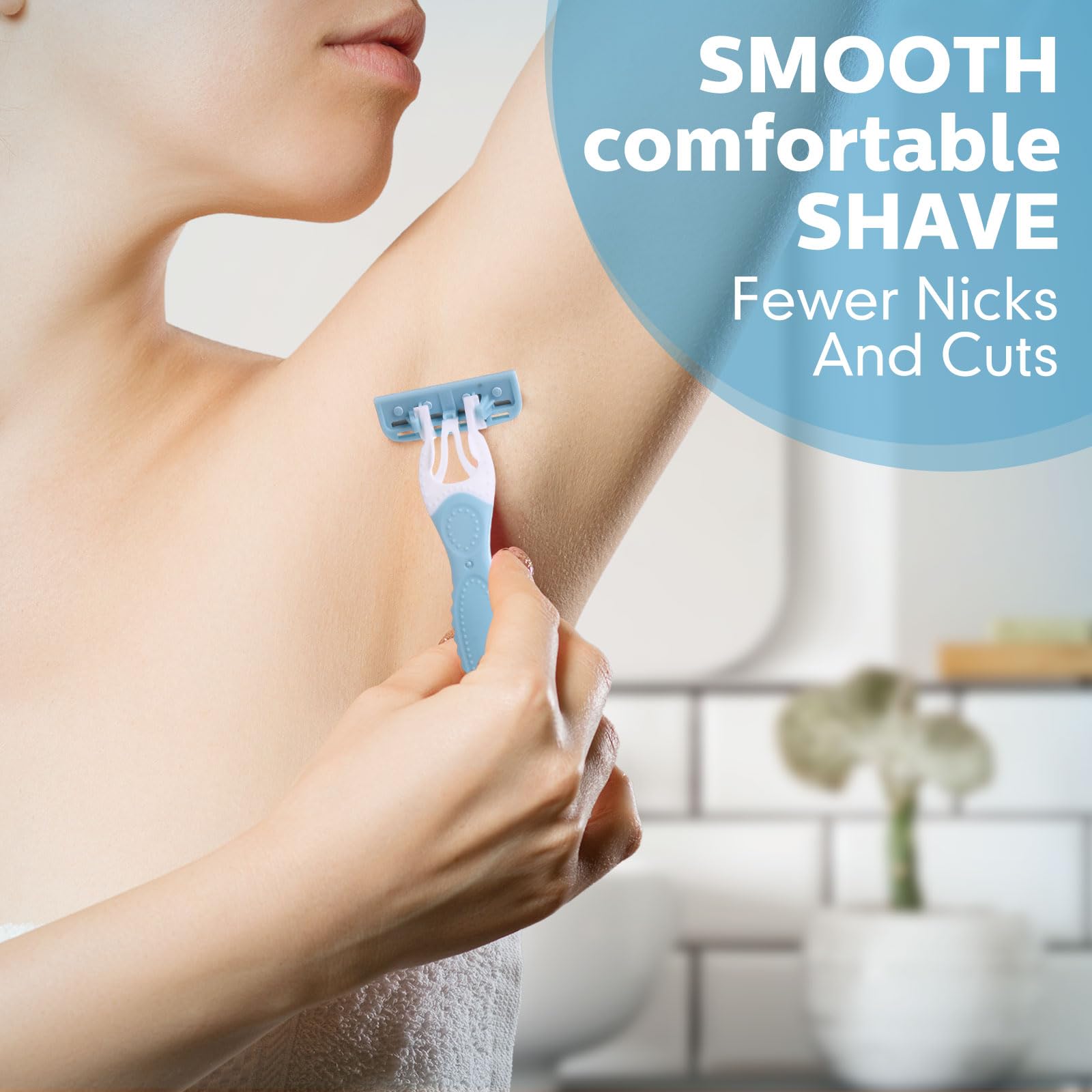 24 Pack Women's Disposable Razors - 5 Blade Bulk Razors for Sensitive Skin, Individually Wrapped | Smooth Shaving for Legs, Underarms & Bikini Line | Perfect for Travel, Hotels, Spa & Daily Use