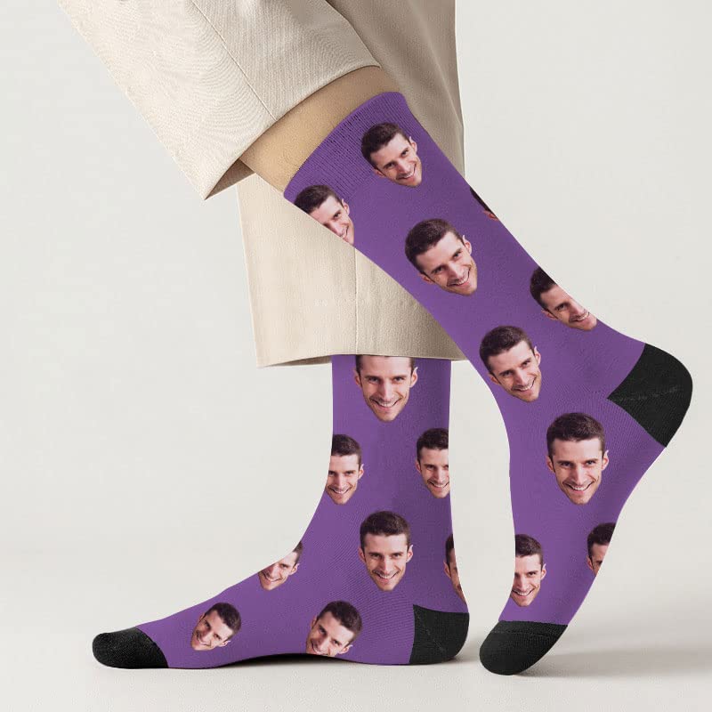 Custom Printed Face Socks for Men & Women - Personalized Photo Socks - Novelty Gift (Purple, XS) - Perfect for Birthdays, Anniversaries & Unique Gifts