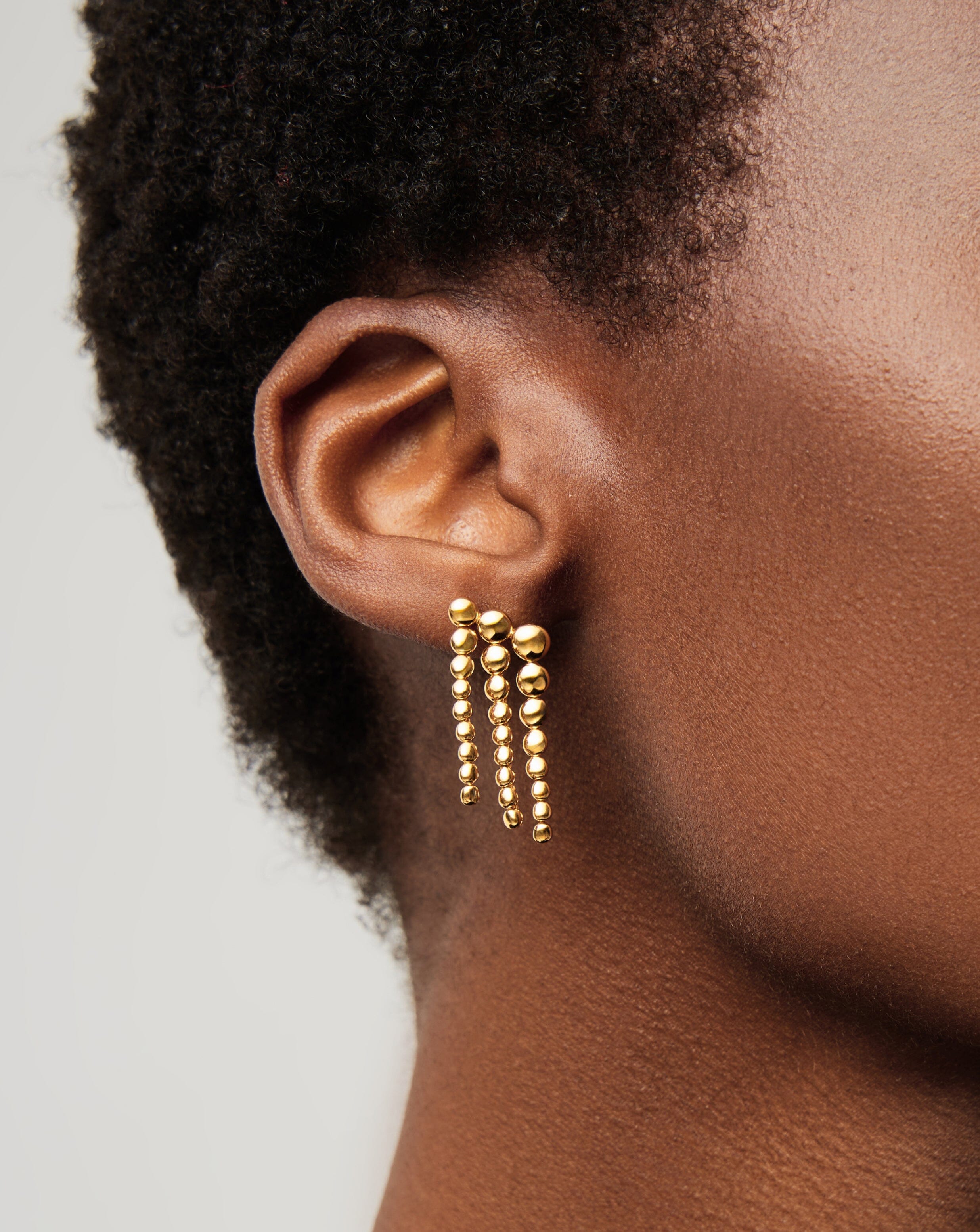 18k Gold Vermeil Beaded Waterfall Drop Earrings for Women – Elegant Dangling Jewelry for Parties, Weddings & Special Occasions