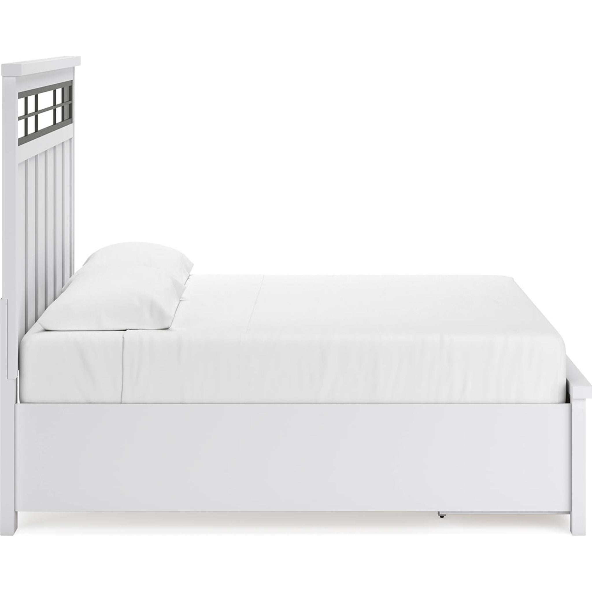 Ashbryn King Size Storage Bed Frame - White & Natural Finish for Modern Bedroom Organization