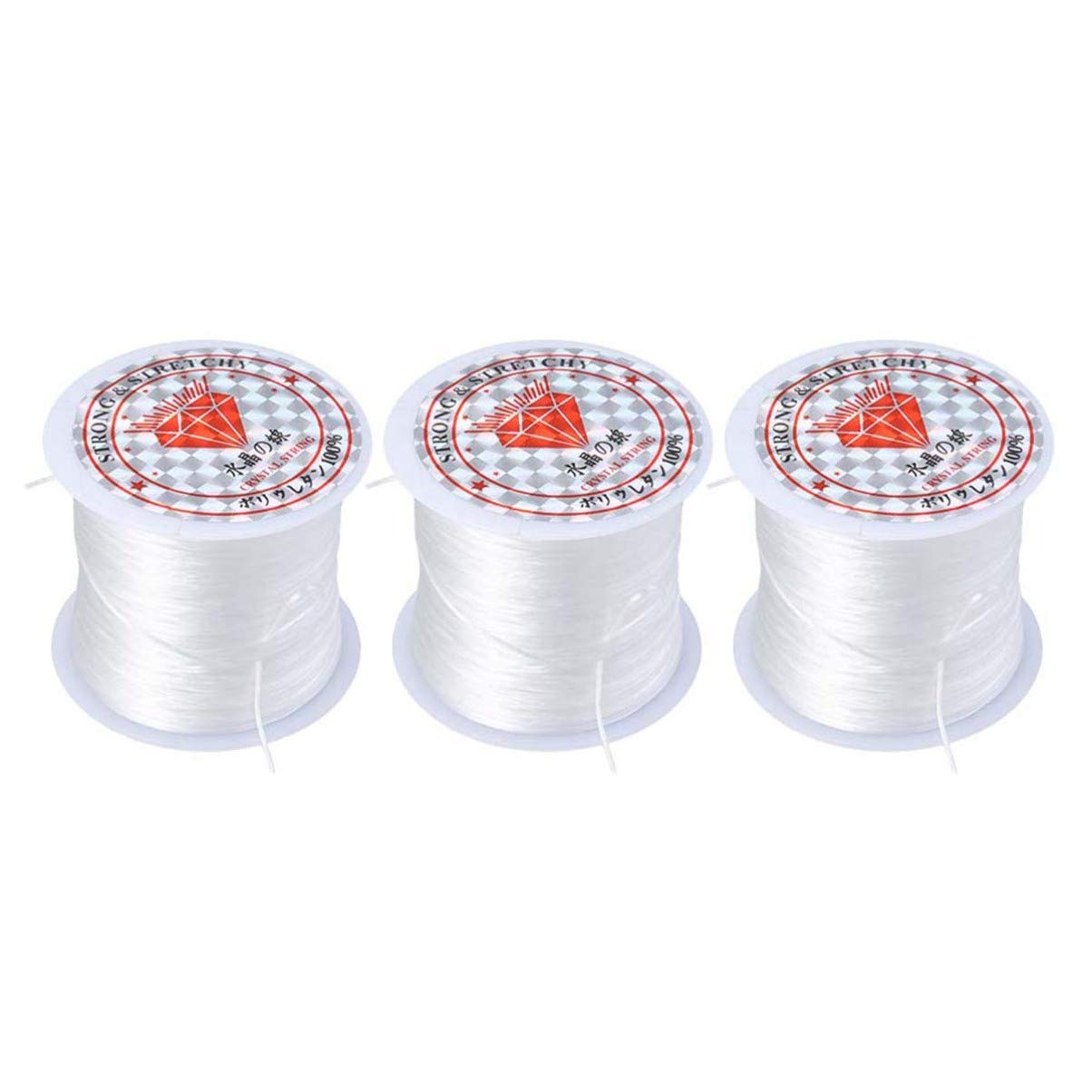 3-Piece Elastic Crystal Rope Set - Transparent Stretchable Thread for Jewelry Making, DIY Crafts, Beading & Scrapbooking - Perfect for Bracelets, Necklaces & Home Decor Projects