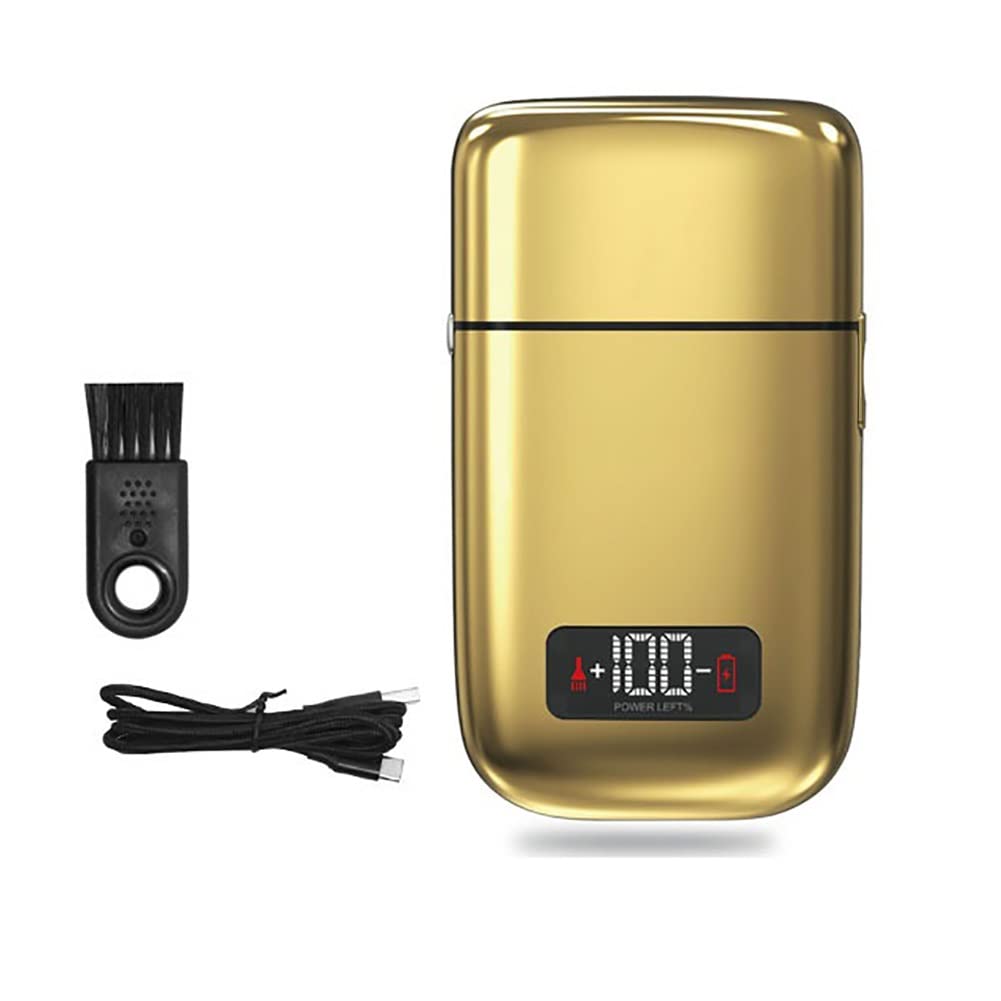 Professional Rechargeable Electric Razor for Men - Gold Metal Housing Facial & Beard Shaver with Precision Blades | Perfect for Travel, Daily Grooming & Gift Giving