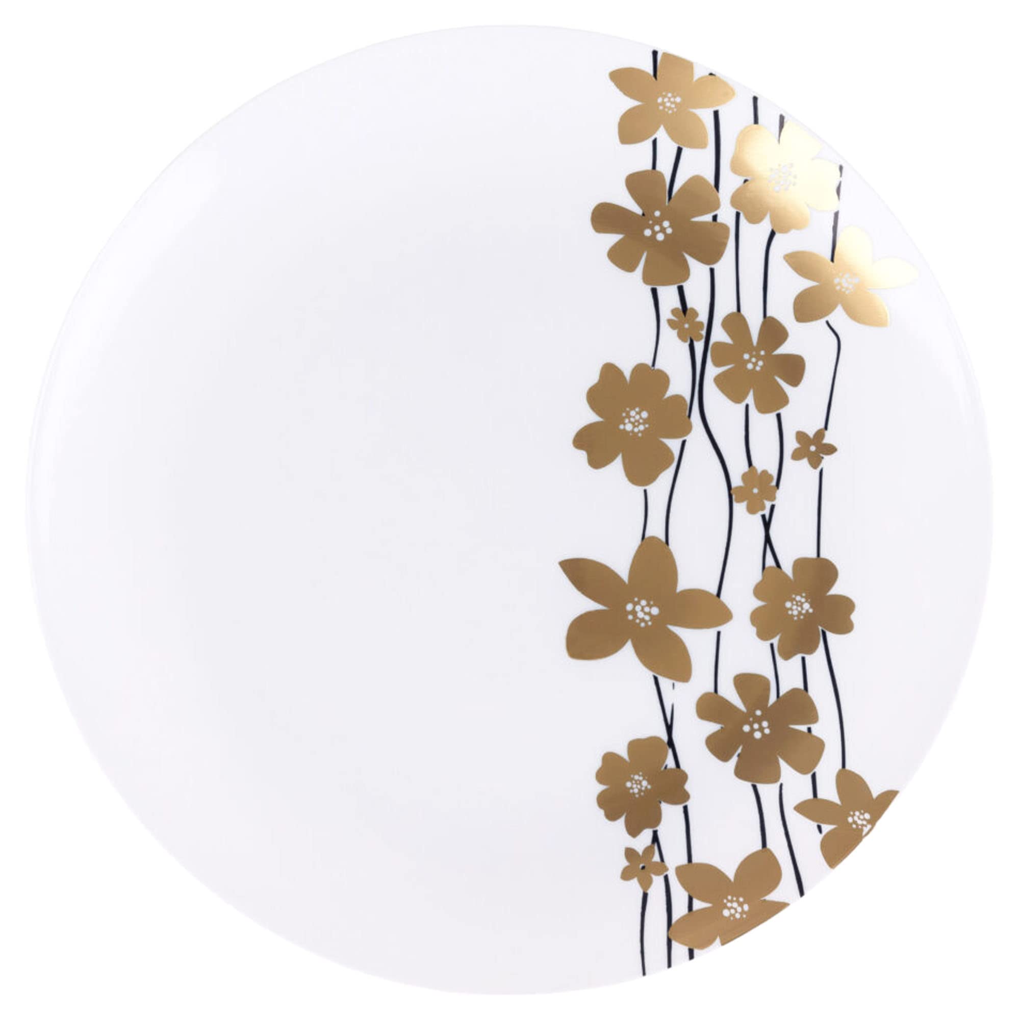 EcoQuality 10 Inch Round White Plastic Plates with Gold Vine Design - 20 Pack Disposable Elegant Dinner Plates for Weddings, Parties, Events, and Everyday Use - Durable Serveware for Salads, Desserts, and Meals