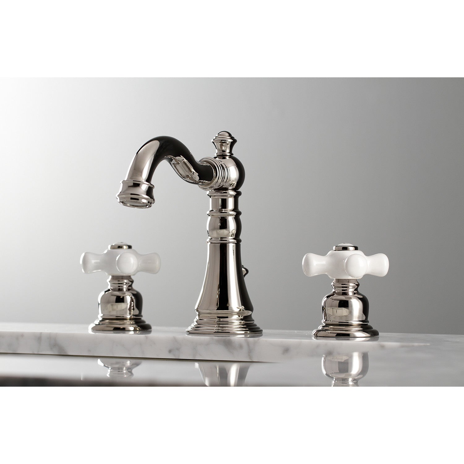 American Classic FSC1979PX 3-Hole Widespread Bathroom Faucet with Brass Pop-Up Drain - Two Handle Deck Mount in Polished Nickel - Perfect for Modern Bathroom Vanities and Sink Upgrades