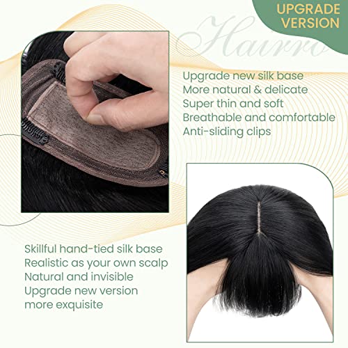 Clip in Human Hair Topper with Silk Base - Natural Looking Hairpiece for Thinning Hair - Perfect for Daily Wear, Special Occasions & Styling