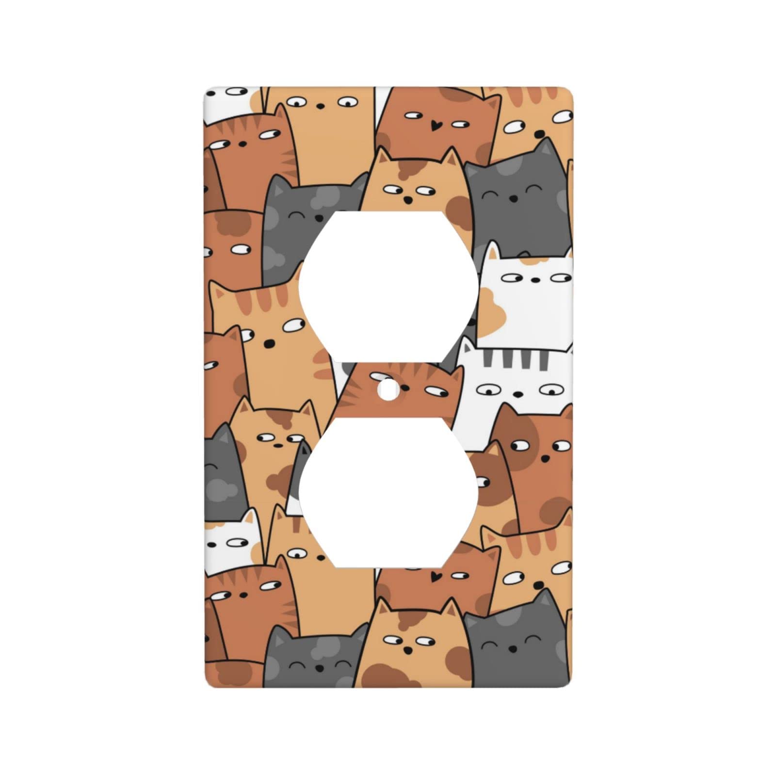 Cute Cat Light Switch Cover - Decorative Duplex Outlet Wall Plate for Home & Kitchen Decor - 1 Gang Switch Plate - Perfect for Nursery, Bedroom, and Living Room Wall Decor