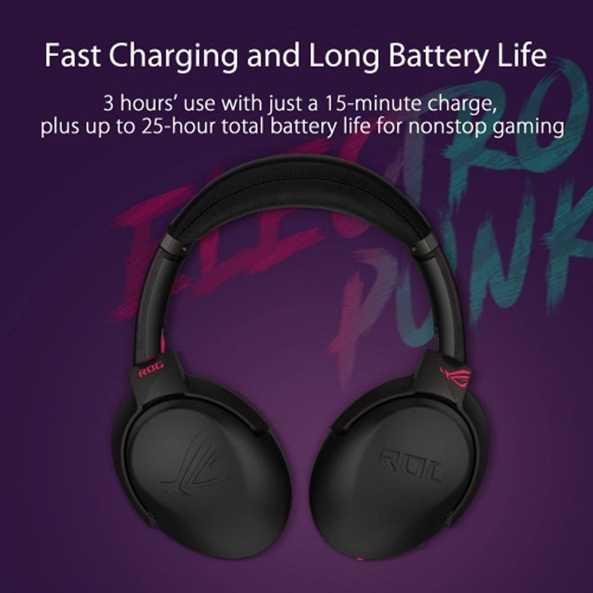ASUS ROG Strix Go 2.4 Electro Punk Wireless Gaming Headset with USB-C 2.4GHz Adapter | AI Noise-Cancelling Mic | Over-Ear Headphones for PC, Mac, Nintendo Switch & PS4 | Perfect for Competitive Gaming & Streaming