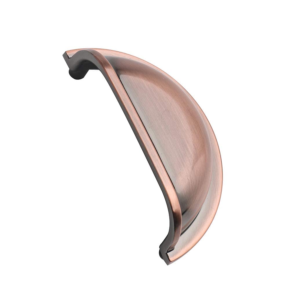 10 Pack HARPOON 3 Inch Kitchen Cabinet Pulls - Antique Copper Bin Cup Drawer Handles for Modern & Vintage Cabinets | Perfect for Kitchen Remodeling, Bathroom Vanities & Furniture Upgrades
