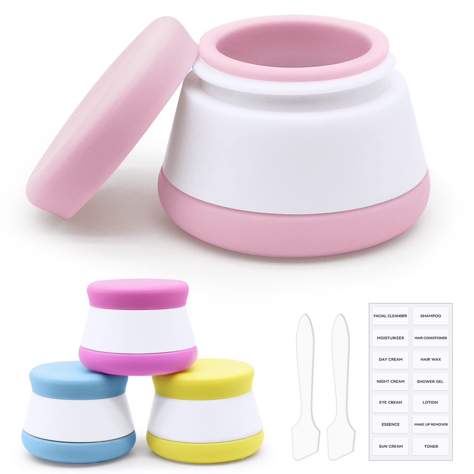 4Pcs BPA-Free Silicone Travel Cosmetic Containers Set - Portable Leak-Proof Mini Cream Jars for Makeup, Lotion & Liquid Creams - Perfect for Air Travel, Gym & On-The-Go Beauty Essentials