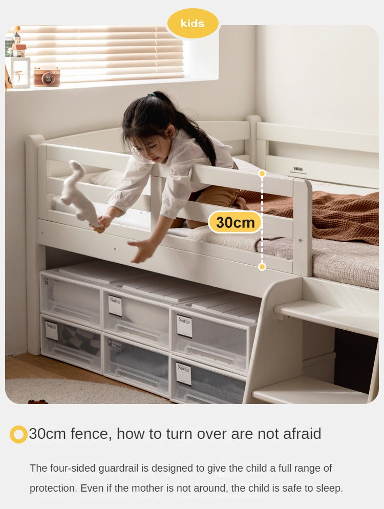 Solid Oak Wood Single Bed with Guardrail - Sturdy & Safe for Kids, Teens & Adults - Perfect for Bedrooms, Dorm Rooms & Guest Rooms