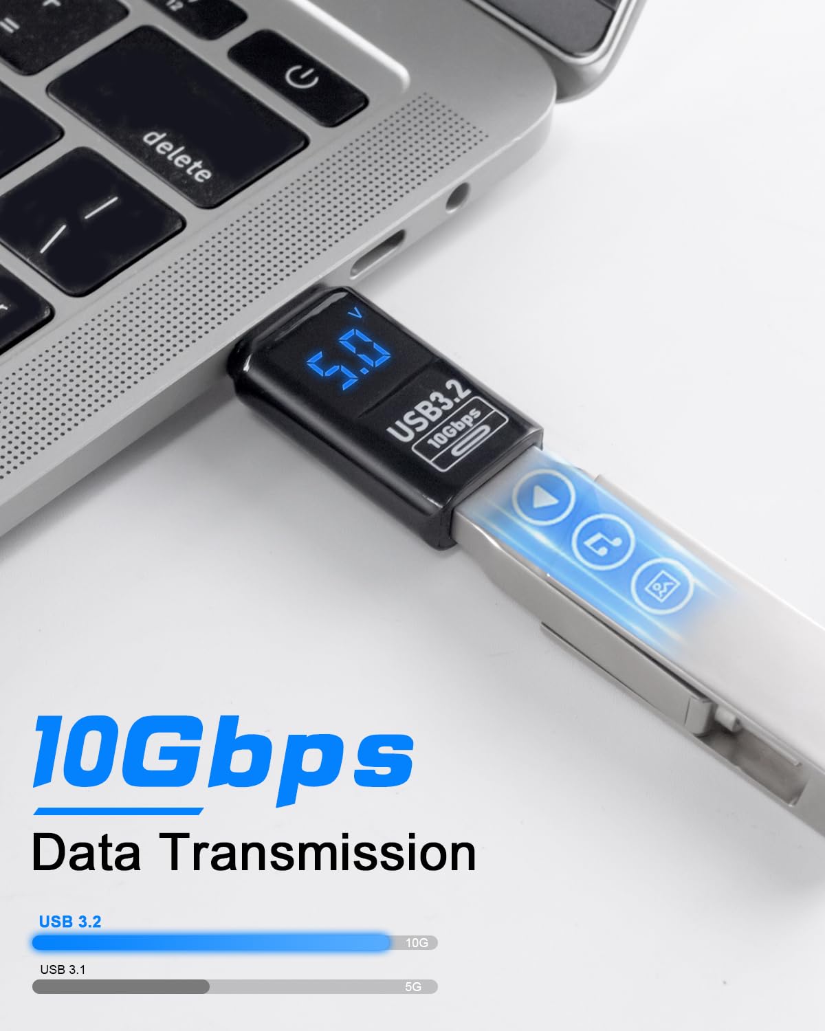 USB 3.2 Adapter with LED Display - 10Gbps Extender for Laptop, MacBook, PC - 2pcs