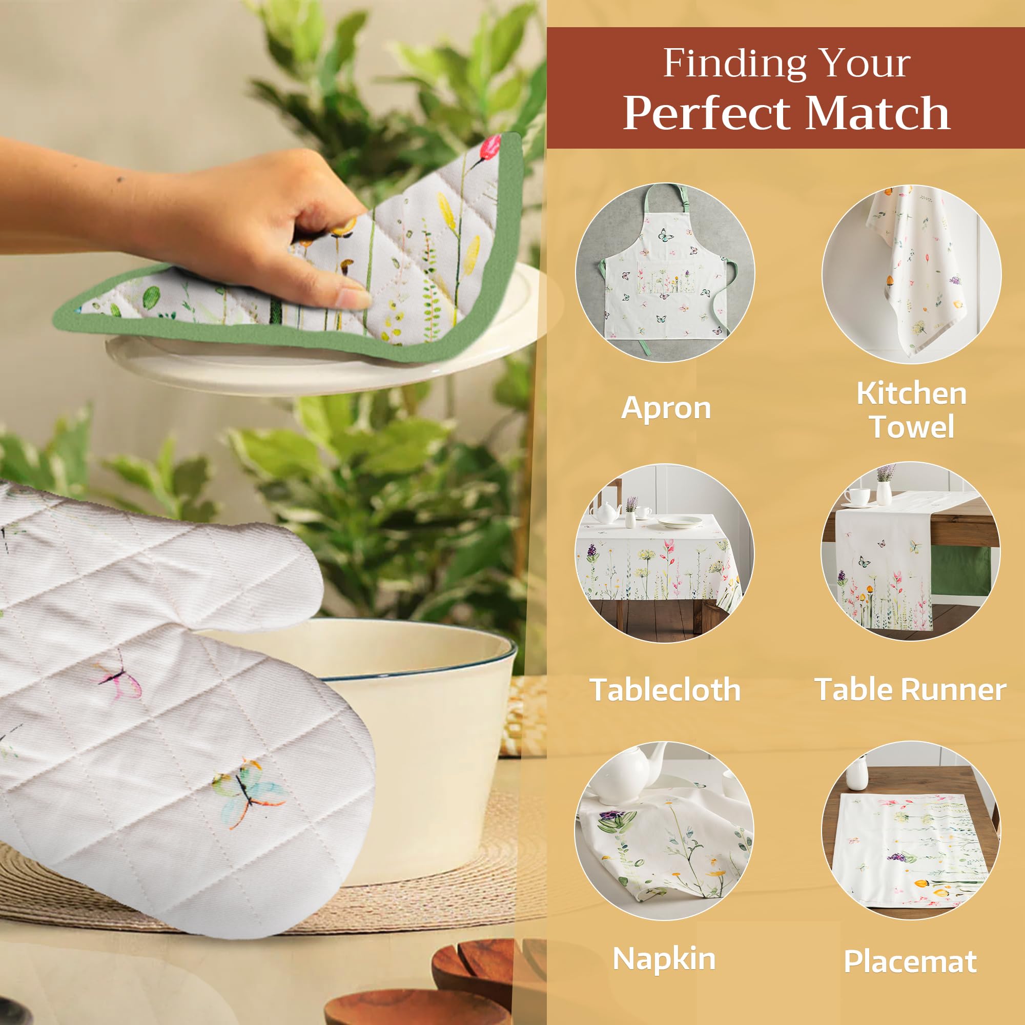 Premium 100% Cotton Pot Holders Set of 2 - 8