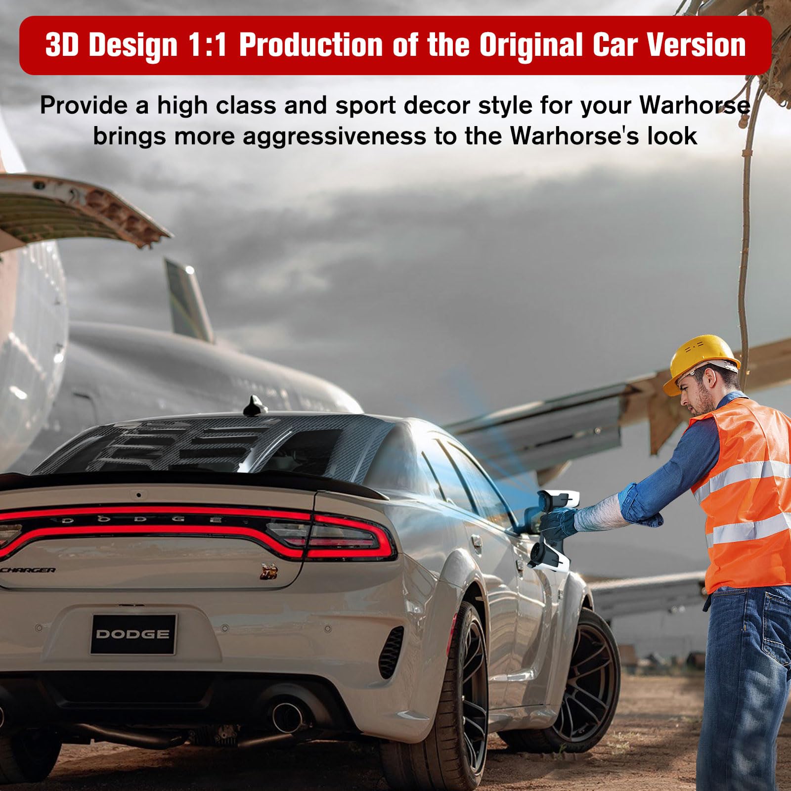 2011-2023 Dodge Charger Window Louvers - Lamborghini Style Rear Windshield Sun Shade Cover for SXT/GT/R/T/Scat Pack/SRT Hellcat/Widebody/Redeye/Daytona Models | All-Weather ABS Carbon Fiber Design | Perfect for Summer Sun Protection & Car Show Customization