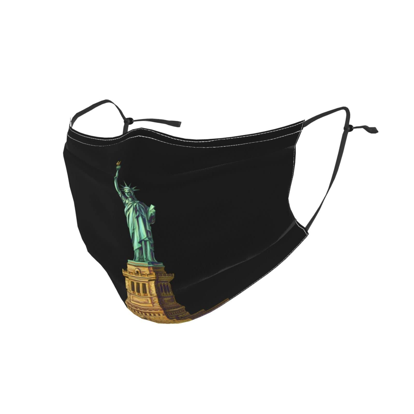 Reusable Hand-Painted Statue of Liberty Face Mask with Filter - Adjustable Face Cover for Men, Women & Kids - Perfect for Travel, Cosplay & Patriotic Events