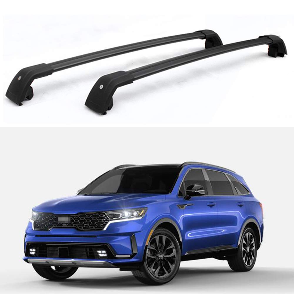 2Pcs Black Lockable Roof Rail Cross Bars for KIA Sorento 2020-2021 | Heavy Duty Cargo Rack | Perfect for Camping, Road Trips & Outdoor Adventures