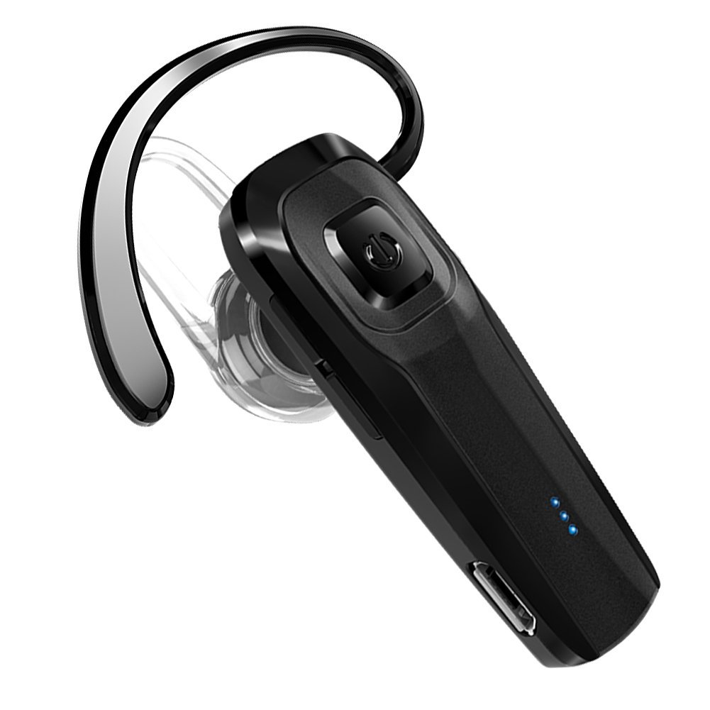 M26 Bluetooth 5.0 Wireless Headset with Noise Cancelling Mic - Hands-Free Earpiece for iPhone, Android, Laptop & Cell Phone - Perfect for Driving, Office Calls & Online Meetings (Black)