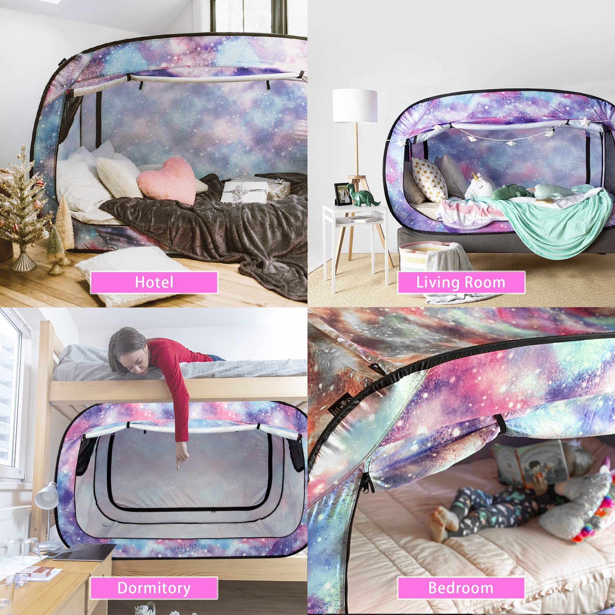 Portable Bed Tent Canopy for Kids & Adults - Breathable Indoor Sleeping Tent with 2 Doors, Private Space for Camping, Reading & Relaxation
