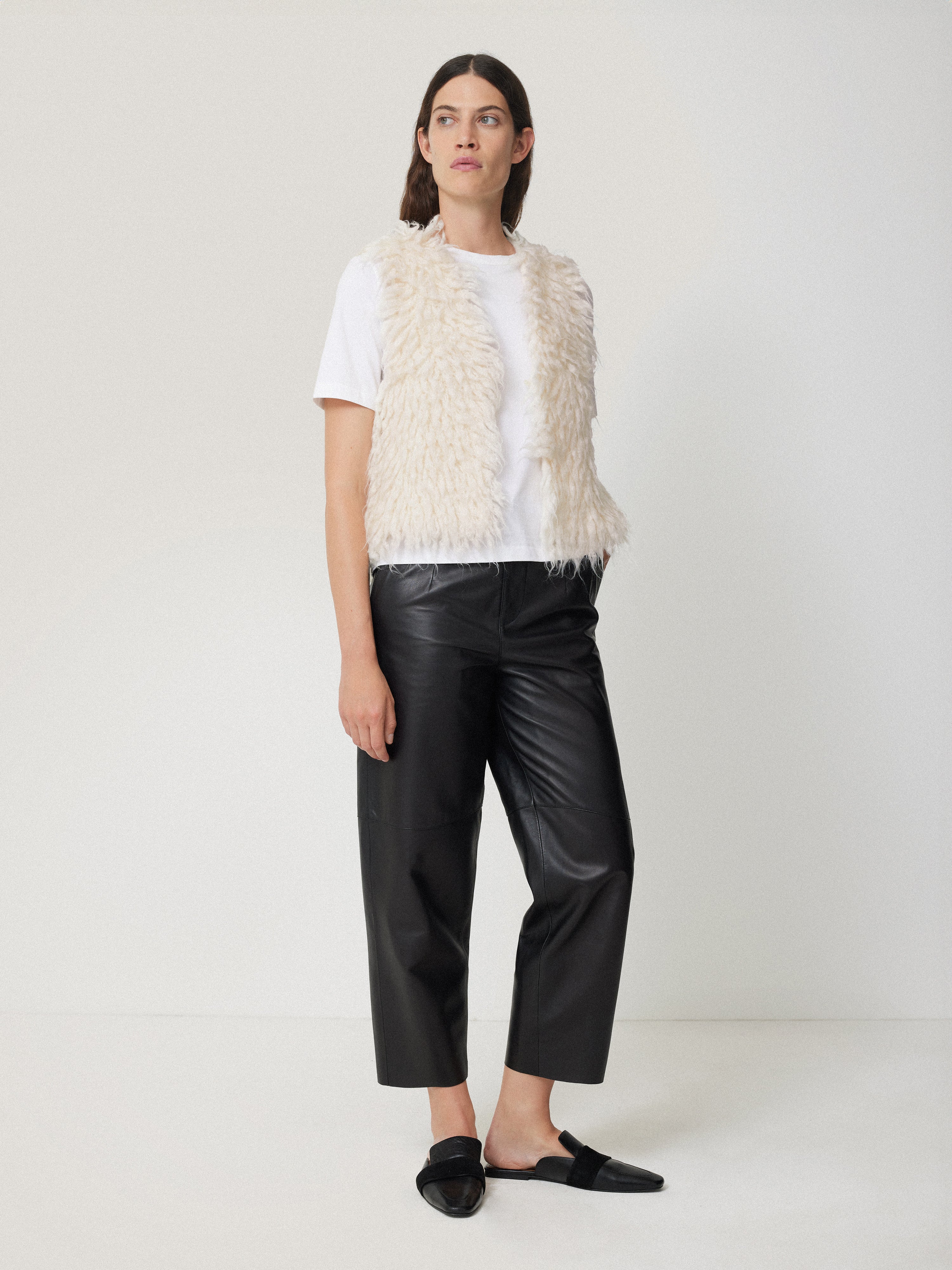 Women's Cream Knitted Gilet Vest - Soft Loop Stitch Cardigan for Layering - Perfect for Fall & Winter Outfits, Office Wear & Casual Style