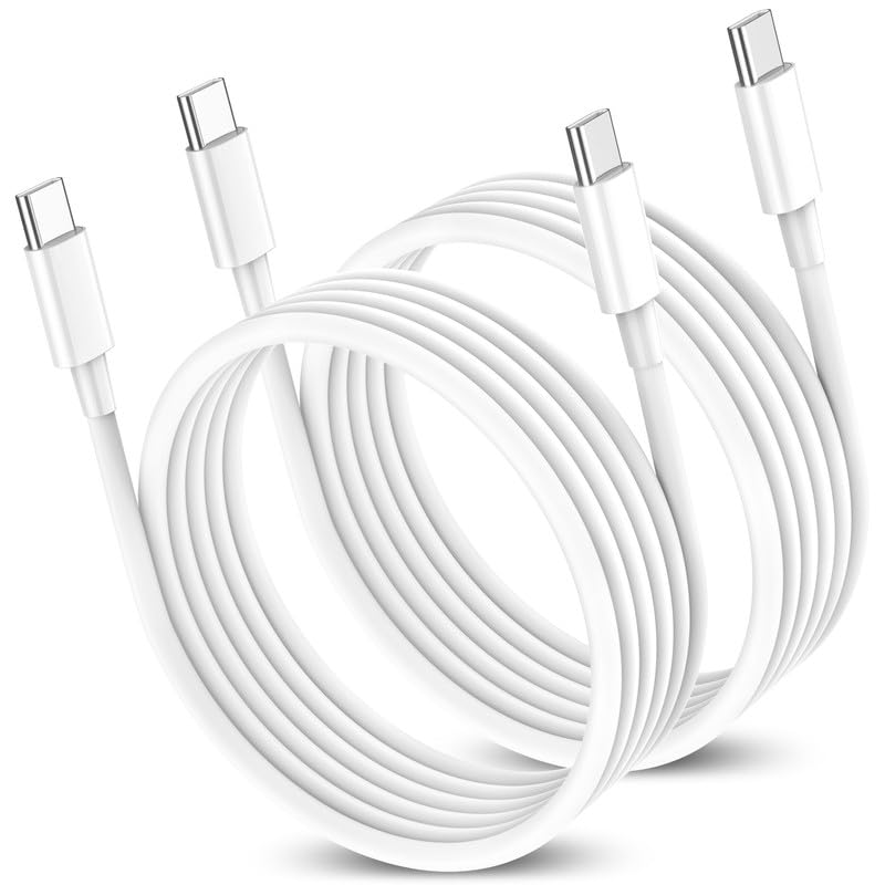 100W USB C to USB C Fast Charging Cable 2-Pack (6FT) - Type C Charger Cord for MacBook Air/Pro, iPad Pro 2021/2020, Samsung Galaxy S23/S22/S21 - Perfect for Home, Office & Travel Charging