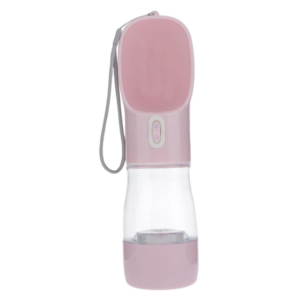 Portable Pet Water Bottle for Dogs & Cats - Travel Drinking Cup with Food Container - Leak-Proof & Foldable Design - Perfect for Hiking, Camping, and Outdoor Adventures (Pink)