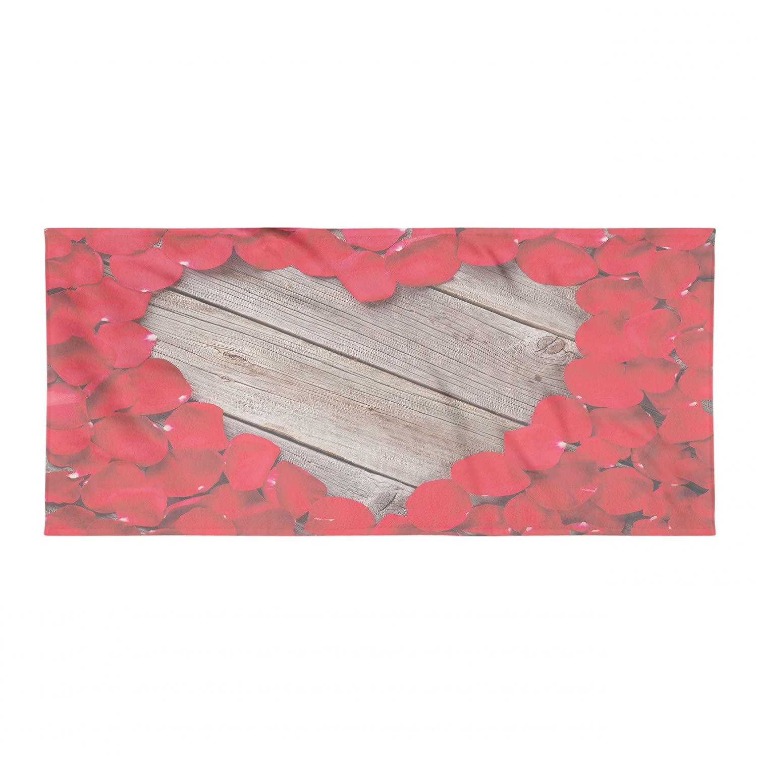 Ambesonne Rose Sports Towel - Vibrant Red Rose Petals Heart Design, Soft Lightweight Absorbent Microfiber Towel for Beach, Yoga, Gym - Perfect for Workouts, Travel & Outdoor Activities (Vermilion Cocoa)