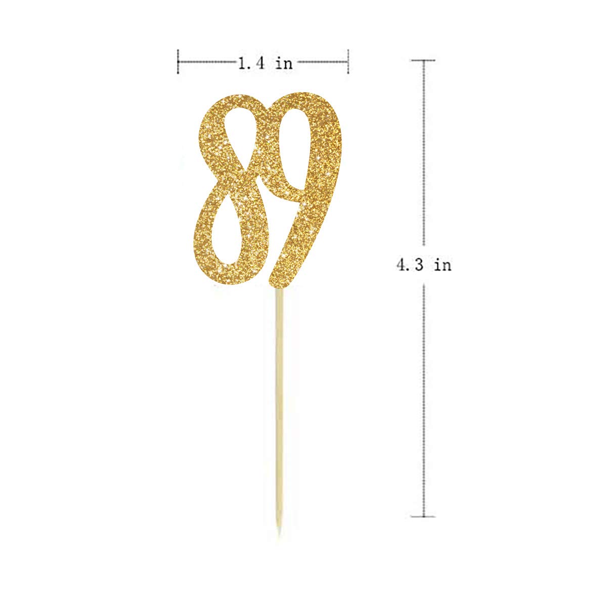 Gold Happy 89th Birthday Cupcake Toppers - 24-Pack Glitter Number 89 Cake Decorations for Anniversary Parties, Retirement Celebrations & Milestone Birthday Cakes