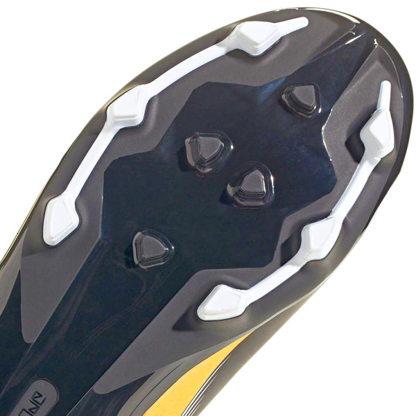 Adidas Gamemode Firm Ground Soccer Cleats for Men - Lightweight Football Shoes with Enhanced Traction (Cloud White/Gold Metallic) - Perfect for Competitive Matches & Training Sessions