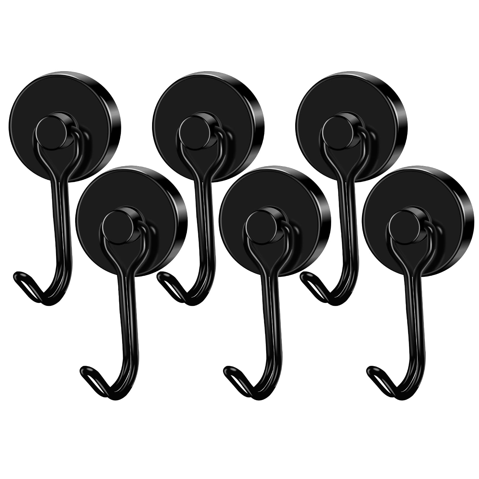 LOVIMAG 6-Pack Magnetic Hooks - Heavy Duty for Garage, Fridge & Travel