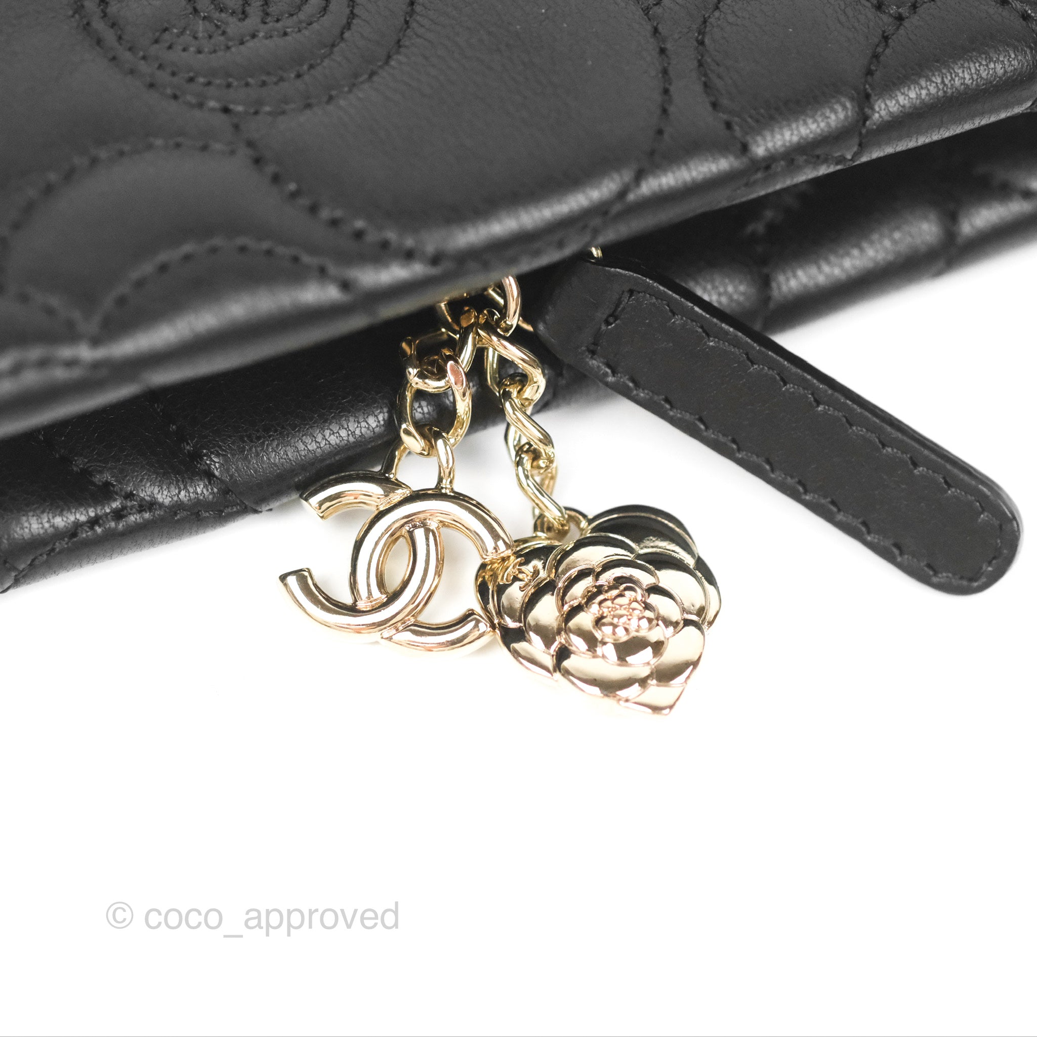 Chanel Camellia Pochette Clutch Bag - Black Lambskin Leather with Gold-Tone Hardware | Evening Bag, Wedding Clutch, Luxury Handbag for Women