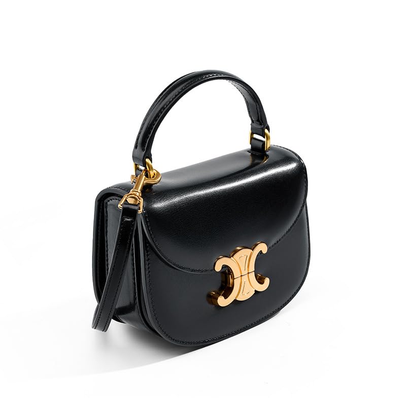 2024 New Genuine Cowhide Crossbody Bag for Women - Retro Small Shoulder Saddle Purse - Perfect for Work, Travel & Daily Use