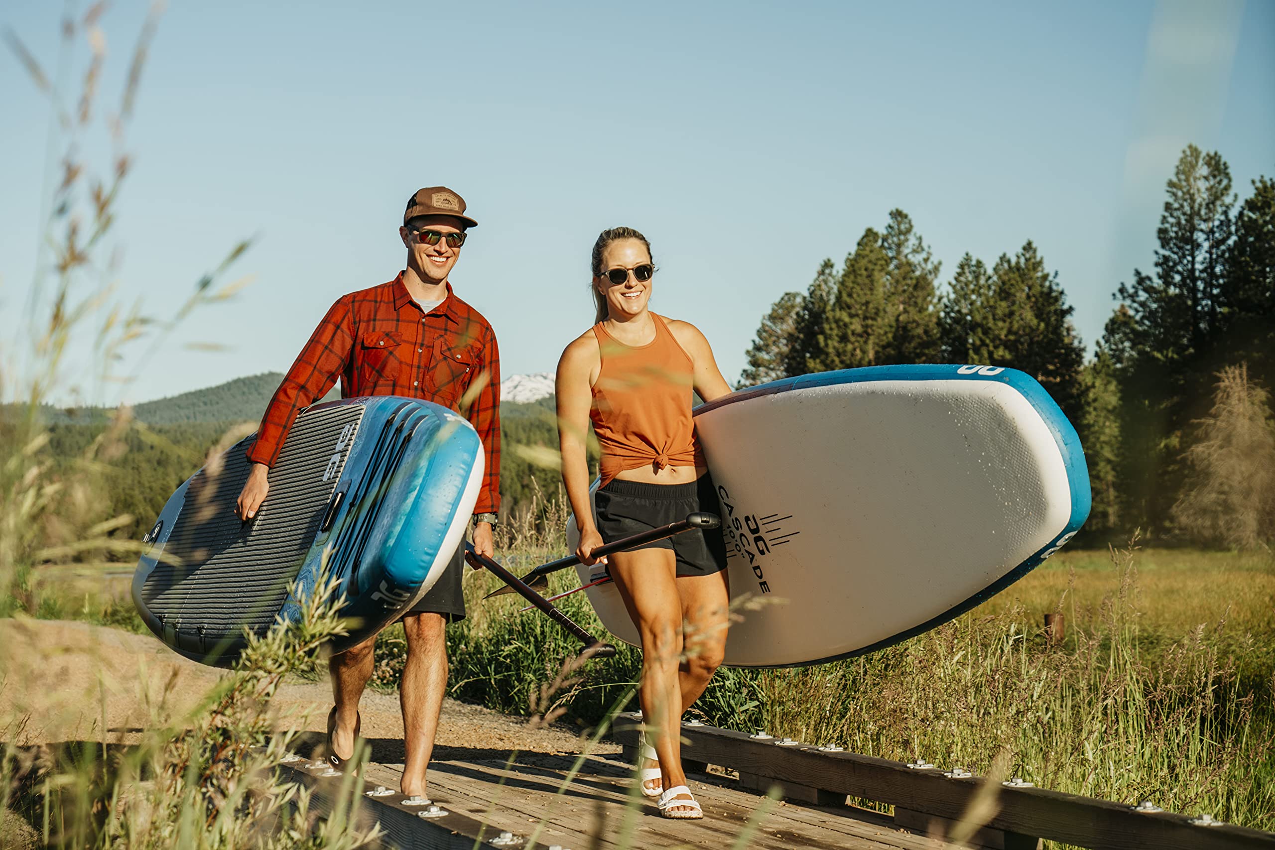 AQUAGLIDE Inflatable Stand Up Paddle Board 10' ISUP with Premium SUP Accessories Kit - Lightweight Backpack, 3-Piece Adjustable Paddle, Fin, Safety Leash & Hand Pump - Cascade Series Multicolor for Lakes, Rivers & Ocean Paddling