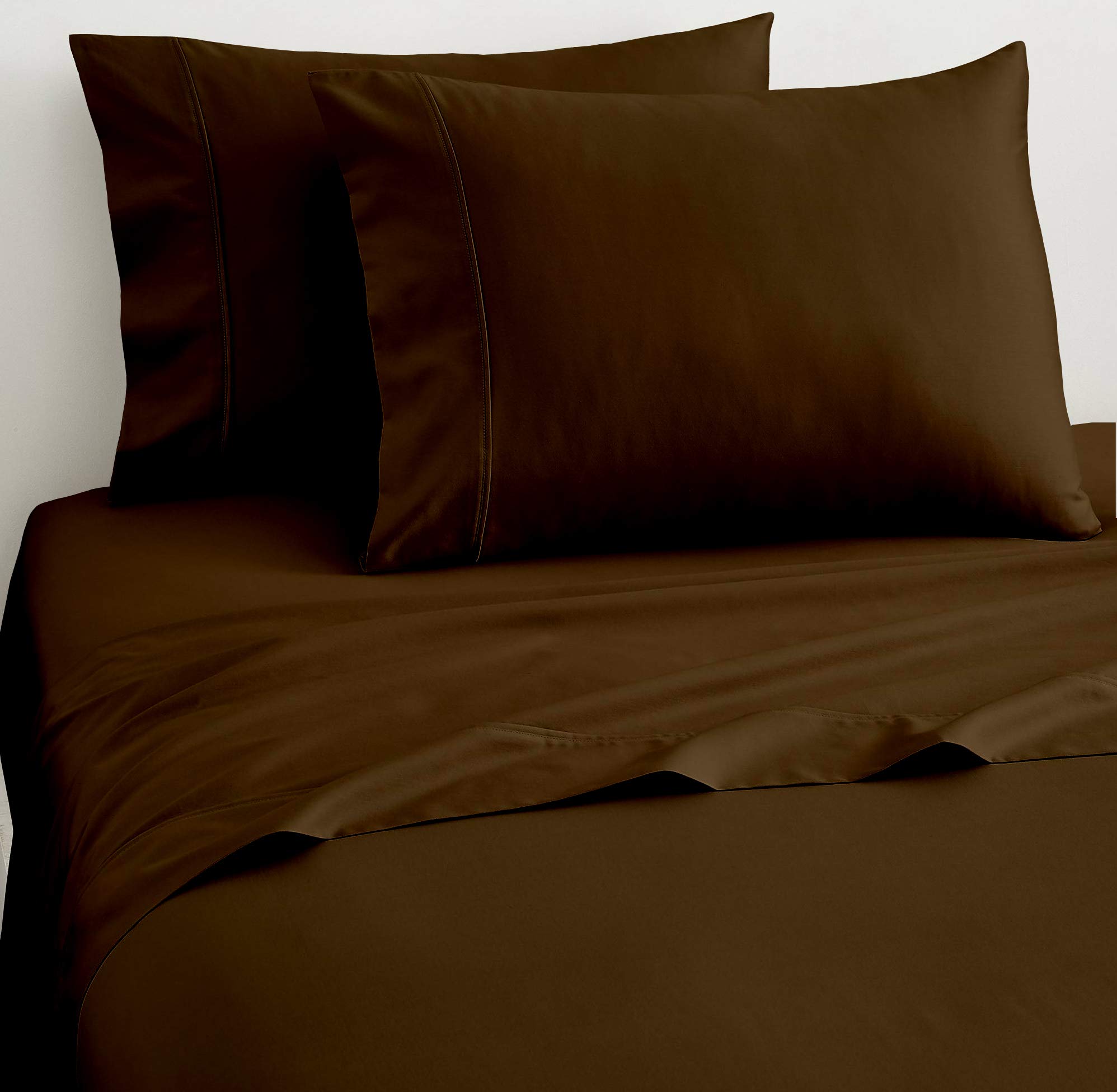 100% Organic Cotton Bed Sheets Set - 800 Thread Count Sateen Weave King Size Sheets with 10-Inch Deep Pockets - Chocolate Brown - Eco-Friendly & Hypoallergenic for Luxurious Comfort - Perfect for Master Bedroom, Guest Room, or Vacation Home