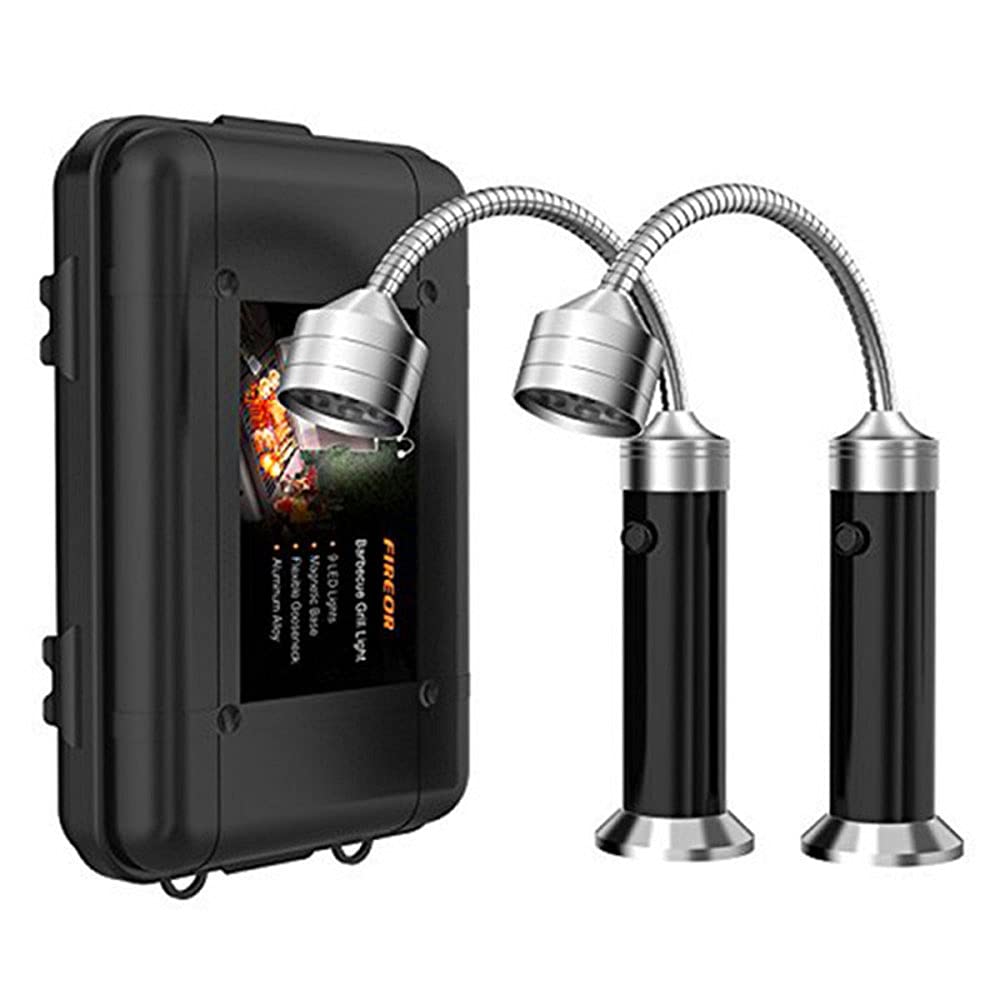 TopHomer 2-Pack Magnetic BBQ Grill Lights with Ultra-Bright LED - 360° Adjustable Gooseneck for Gas, Charcoal & Electric Grills - Perfect for Outdoor Cooking, Camping & Garage Lighting