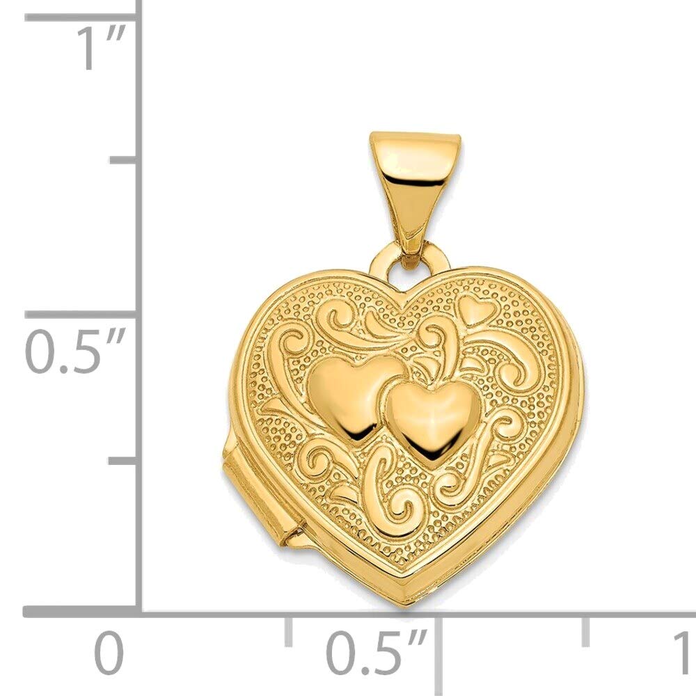 14K Yellow Gold Heart Locket Jewelry for Romantic Gifts