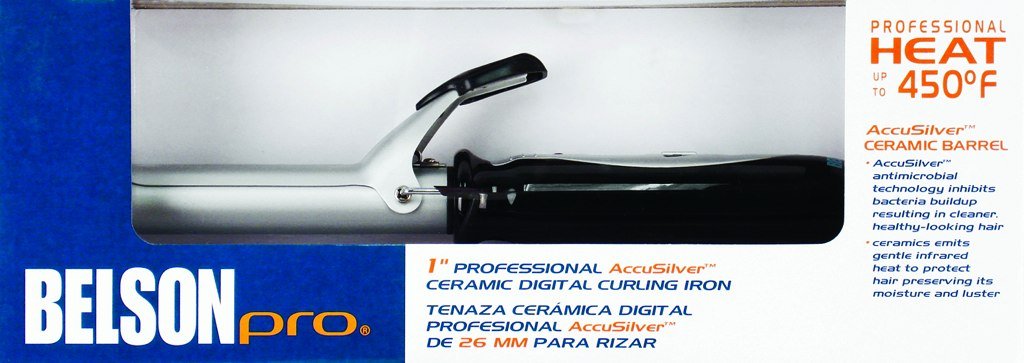 Belson Pro 1 Inch Accusilver Ceramic Digital Curling Iron - Professional Hair Styling Tool for Salon-Quality Waves & Curls at Home | Perfect for Daily Styling, Special Occasions & DIY Hair Care