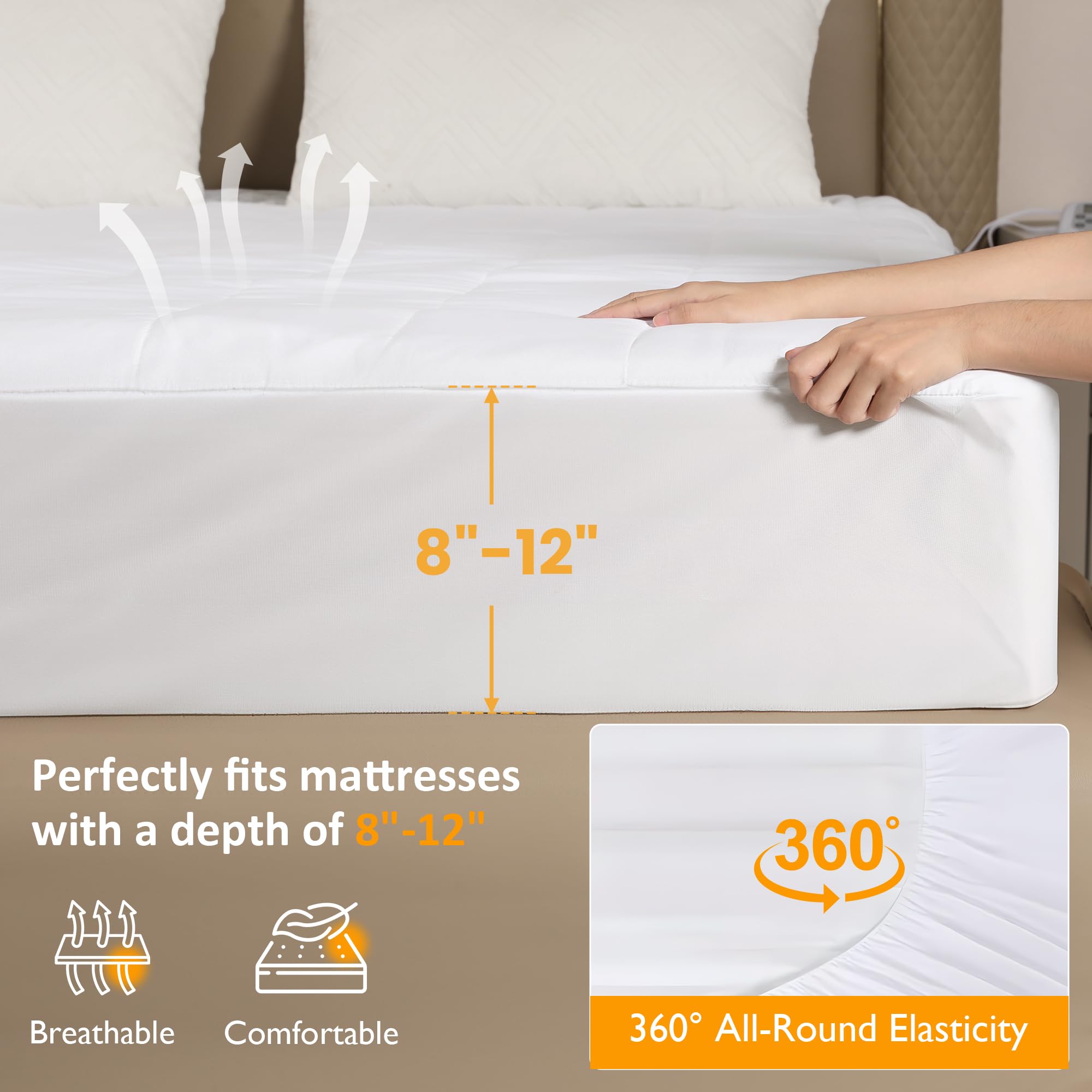 Sunvivi Queen Size Heated Mattress Pad - Electric Bed Warmer with 12-Hour Timer & 10 Heat Settings, Dual Controller, Machine Washable (60