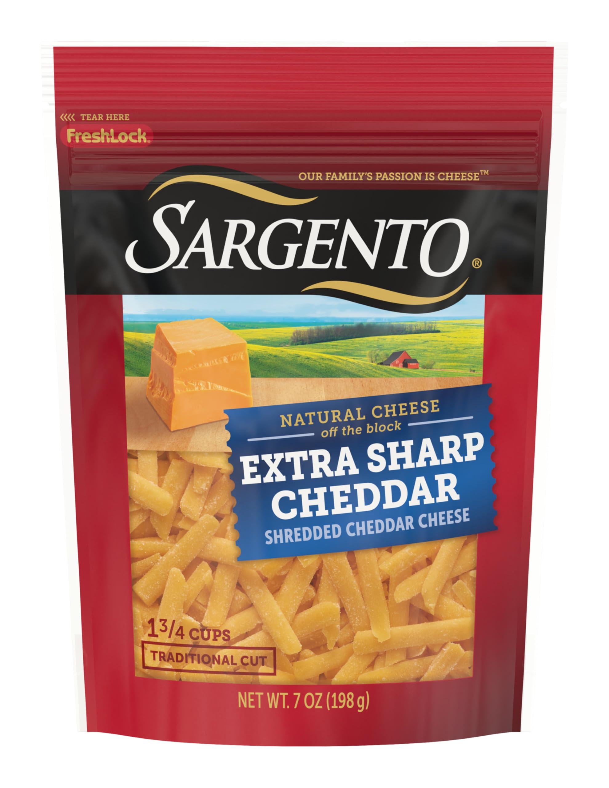 Sargento Shredded Extra Sharp Natural Cheddar Cheese - 7 oz Bag | Premium Aged Cheese for Cooking, Baking & Snacking | Perfect for Nachos, Mac & Cheese, Salads & Sandwiches