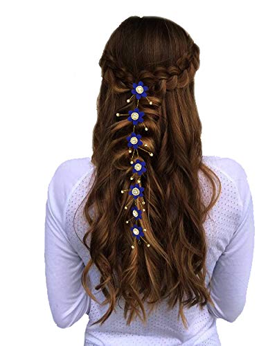 Blue Artificial Flower Hairpins for Women - Hair Flare Flower Hair Veil Accessories (Set of 1718) | Perfect for Weddings, Parties & Boho Hairstyles
