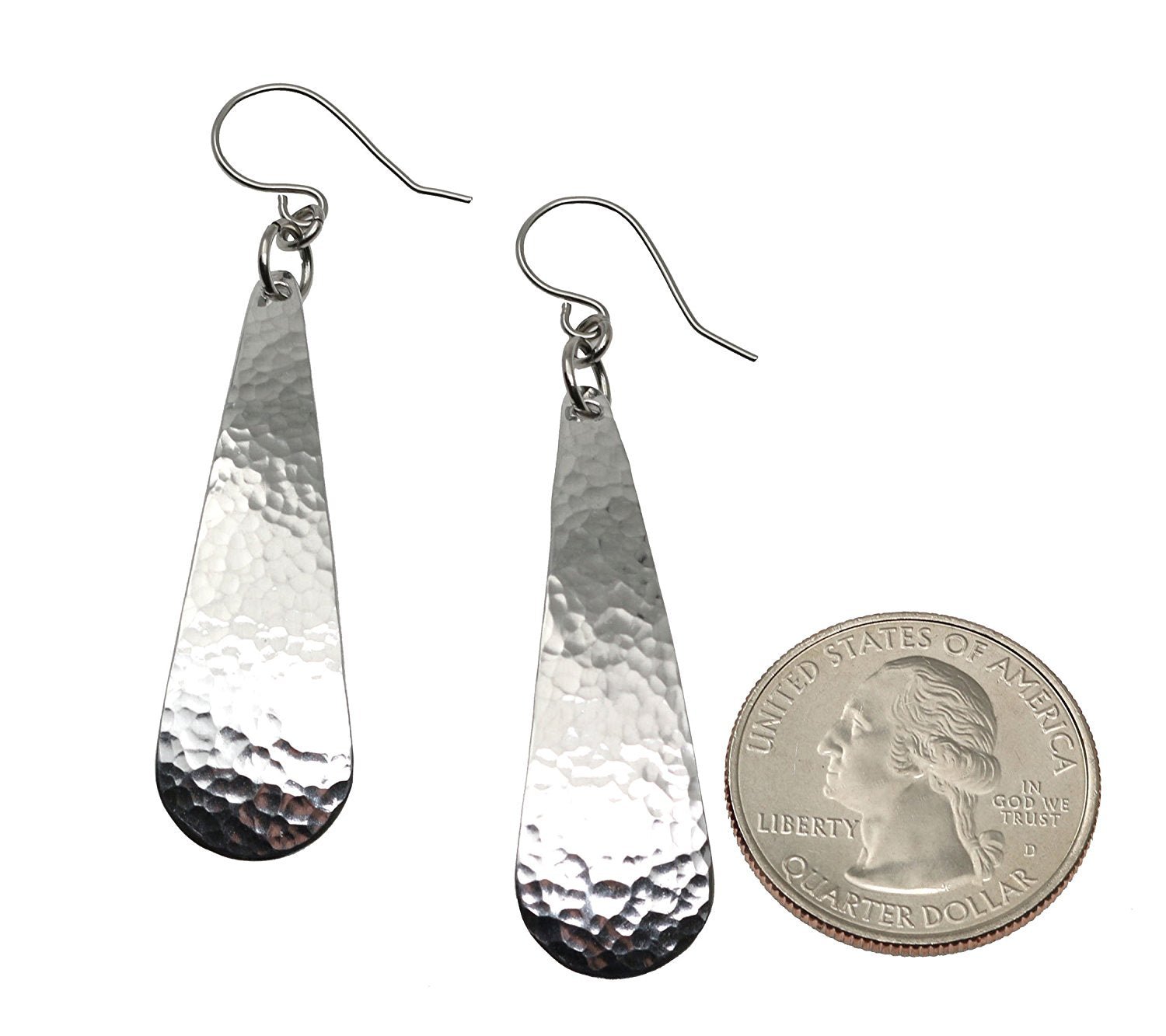 Hammered Long Aluminum Tear Drop Earrings for Women - Lightweight Dangle Earrings for Casual Wear, Parties & Special Occasions
